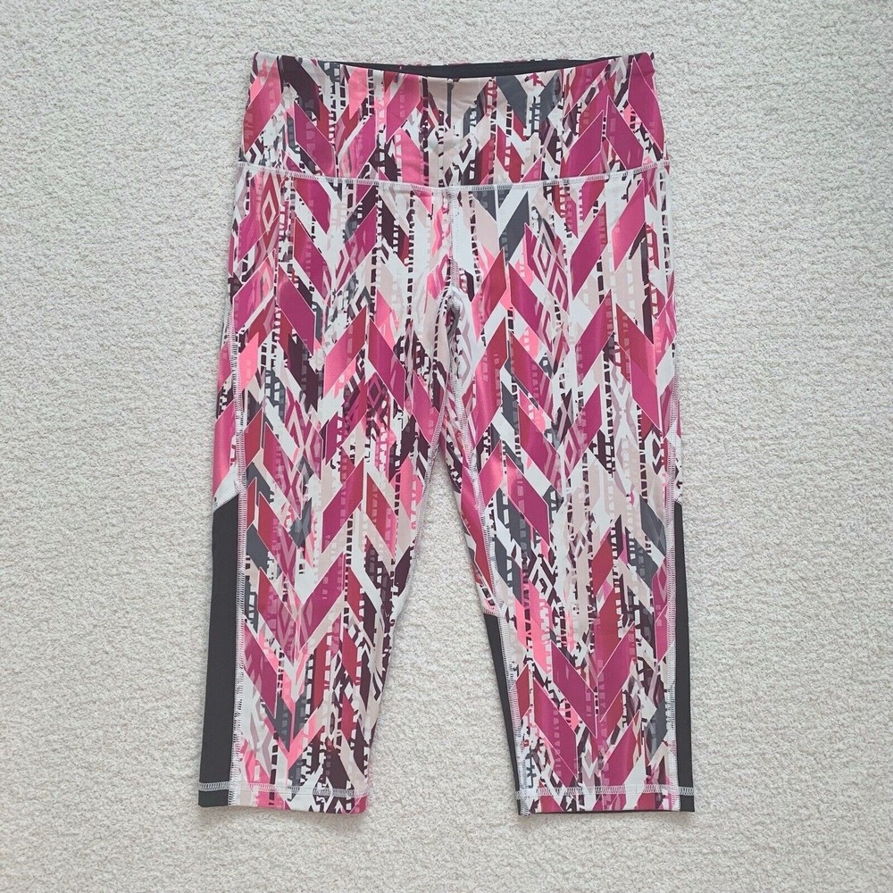 Victoria’s Secret Capri Leggings Size Small Pink White Herringbone Yoga Athletic